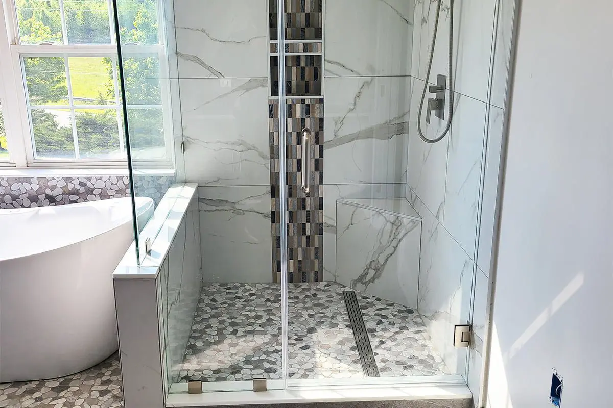 corner frameless shower