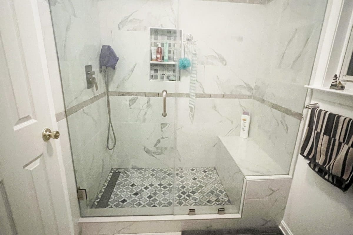 Glass Shower door with seat