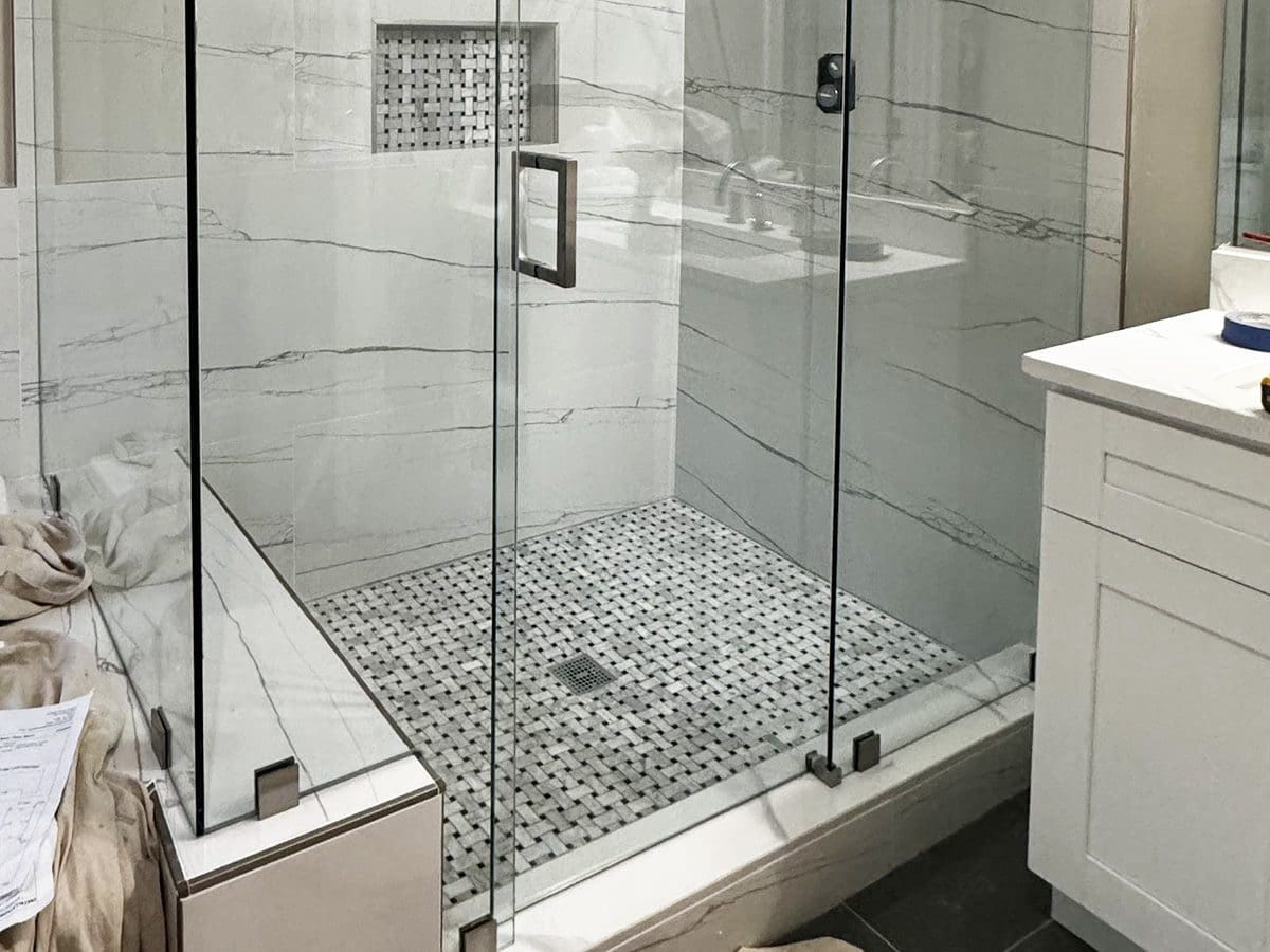 Custom Shower Door with seat
