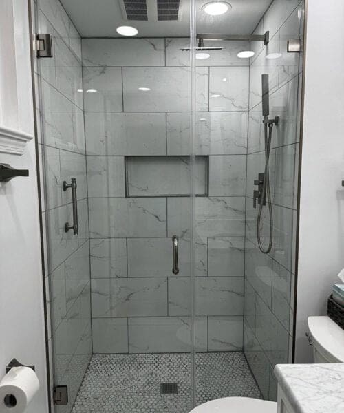 Inline shower door