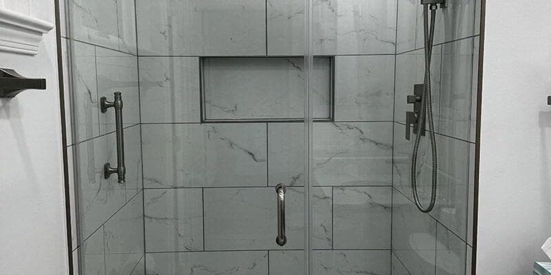 Inline shower door
