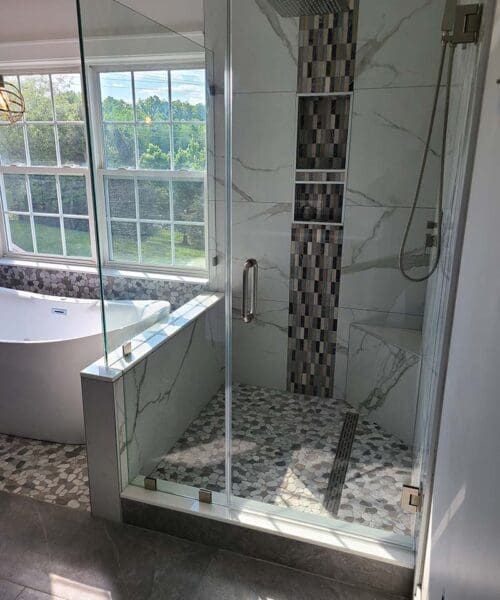 Corner shower enclosure