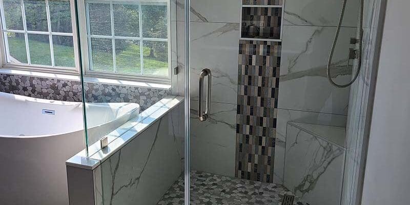 Corner shower enclosure